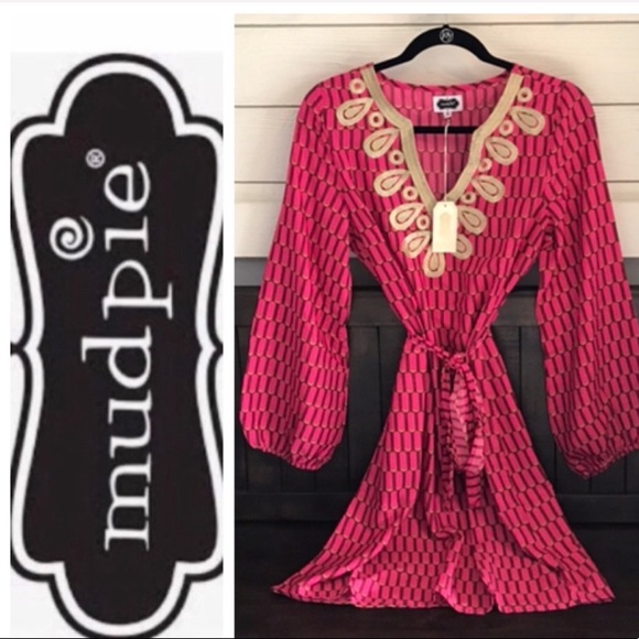 🌸SOLD🌸MUDPIE Corrine Dress / Tunic Cranberry M - Picture 2 of 10